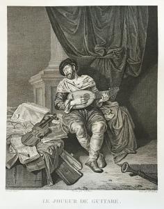 LE JOUEUR DE GUITARE - GODEFROY François - gravura em buril